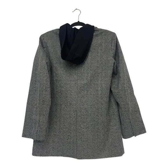 Zara Womens Herringbone Blazer Jacket Medium M Black Gray  Hooded 4387/368 NWT - Picture 3 of 16